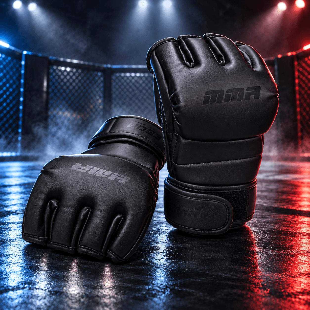guantes de MMA en un ring