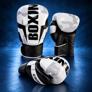 guantes de boxeo blancos con negro